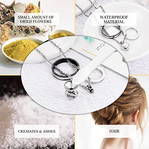 XIUDA Cremation Urn Necklace for Ashes Eternal Memory Carved Keepsake Stainless Steel Urn Jewelry Memorial Ash Holder - color: Silver&Black-MOM