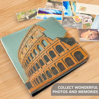 JIPONI The Colosseum in Ancient Rome Large Photo Album, DIY Leather Cover Scrapbook Albums for 4x6 5x7 6x8 Pictures, Self Adhesive Memory Book for Wedding, Baby, Family - color: Colosseum