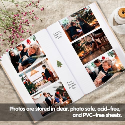 450 Pocket 4x6 Photo Album with Writing Space, Linen Cover, Beige - color: khaki