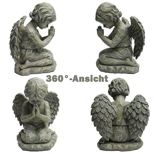 Praying Angel Figurine, 7.3 Inch Resin Angel Statue for Memorial Gifts, Sympathy Gifts, Indoor Home Decor, Garden Accent, Stone-Look Angel Sculpture for Tabletop, Shelf, Mantel, Bedroom