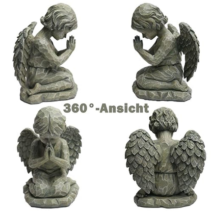 Praying Angel Figurine, 7.3 Inch Resin Angel Statue for Memorial Gifts, Sympathy Gifts, Indoor Home Decor, Garden Accent, Stone-Look Angel Sculpture for Tabletop, Shelf, Mantel, Bedroom