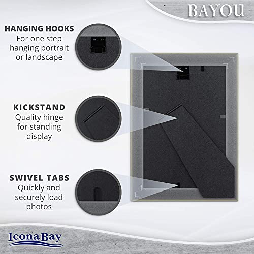 Icona Bay 6x4 Picture Frame (Azure Grey, 1 Pack) Cape Cod Style 6 x 4 Photo Frame, Table Top or Wall Mount, Bayou Collection - size: 4x6