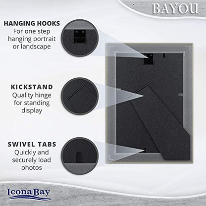 Icona Bay 6x4 Picture Frame (Azure Grey, 1 Pack) Cape Cod Style 6 x 4 Photo Frame, Table Top or Wall Mount, Bayou Collection - size: 4x6