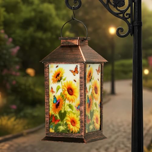 Homemory Solar Hanging Lanterns Outdoor Waterproof Sunflower LED Lights - style: Sunflower