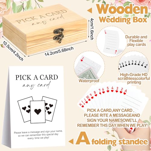 AceOrbit 57 Pack Green Wedding Guest Book Playing Cards Set with Wooden Box - color: White, style: Stylish