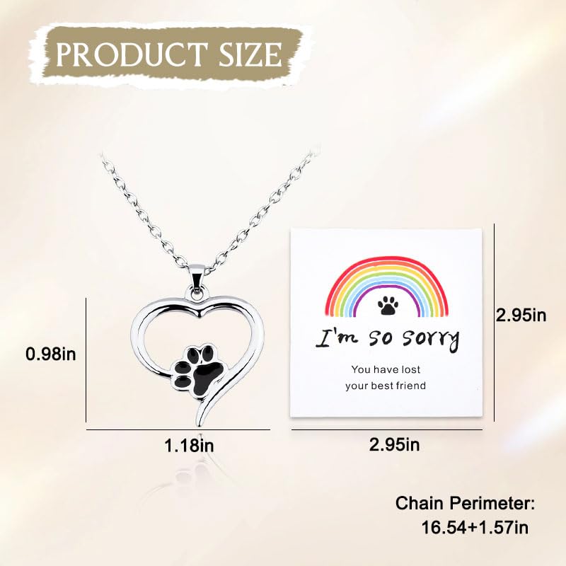 YangQian Sympathy Gift for Pet Owner Pet Memory Gifts for Dogs Cats Bereavement Gifts Paw Print Necklace Grieving Cat Dog Loss Gift - color: Paw Print Necklace