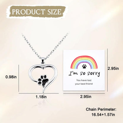 YangQian Sympathy Gift for Pet Owner Pet Memory Gifts for Dogs Cats Bereavement Gifts Paw Print Necklace Grieving Cat Dog Loss Gift - color: Paw Print Necklace