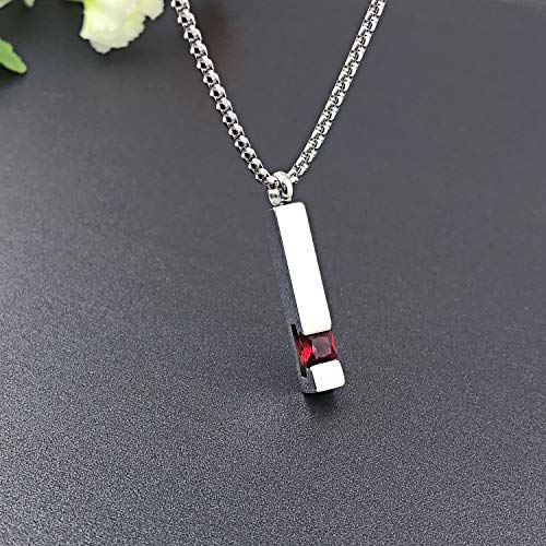 YOUFENG Urn Necklaces for Ashes Birthstone Cube Urns for Human Ashes Memorial Cremation Urn Locket Keepsake Ashes Jewelry - style: Silver - July