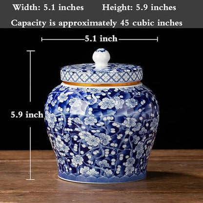 Medium Blue and White Ceramic Urn for Human Ashes | Decorative Memorial Urn for Sharing and Honoring Loved Ones - Suitable for Partially Cremated