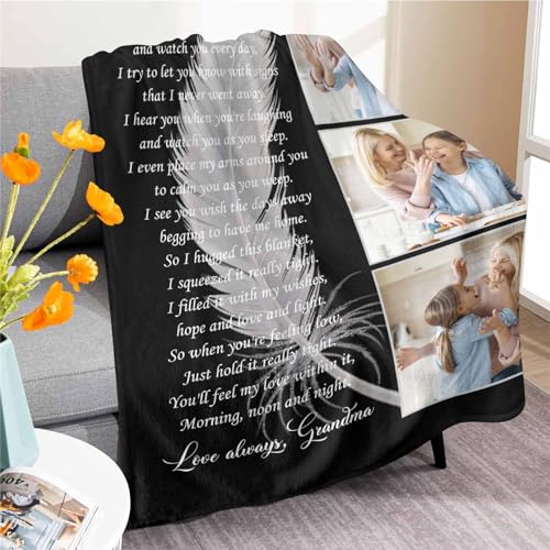 Custom Memorial Blanket with Photo - Sympathy Gift for Loss of Loved One - color: Style 17