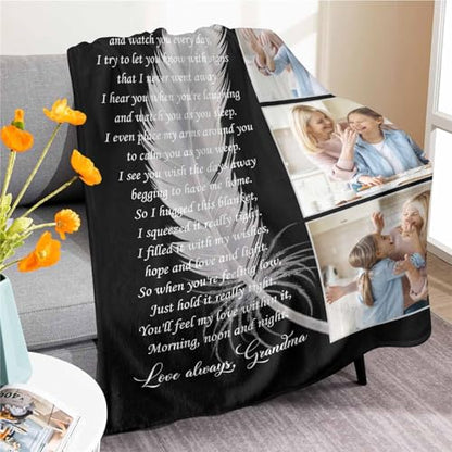 Custom Memorial Blanket with Photo - Sympathy Gift for Loss of Loved One - color: Style 17
