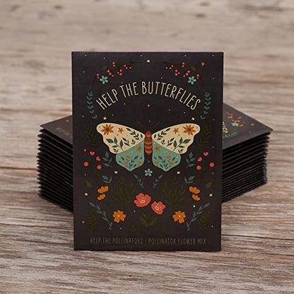 Bentley Pollinator Wildflower Mix, 25 Non-GMO Non-Coated Packets for Garden Planting, Help Butterflies and Pollinators, Beautiful Gift - style: Help the Butterflies