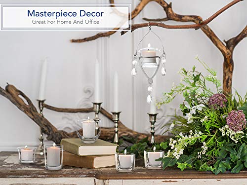 Royal Imports Hanging Oyster Glass Votive Candle Holders 2" Tall, Set of 6 | Heavyweight Tealight Candle Holder Centerpieces for Tables Glass Votive Holders Weddings, Parties, Home & Event Decorations