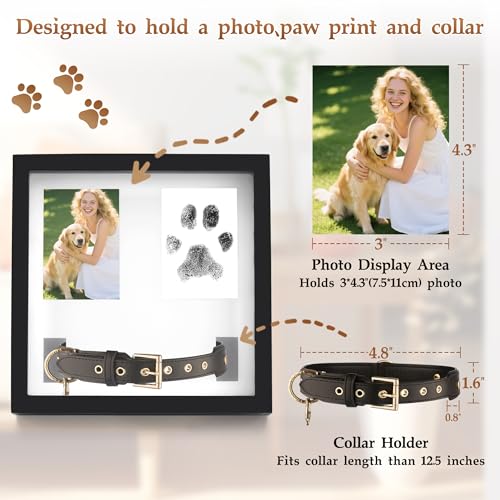 Dog Collar Memorial Frame, Paw Print Kit for Dogs, Memorial Gifts for Loss of Dog with Collar Holder, Pet Sympathy Remembrance Gift - size: Paw Print