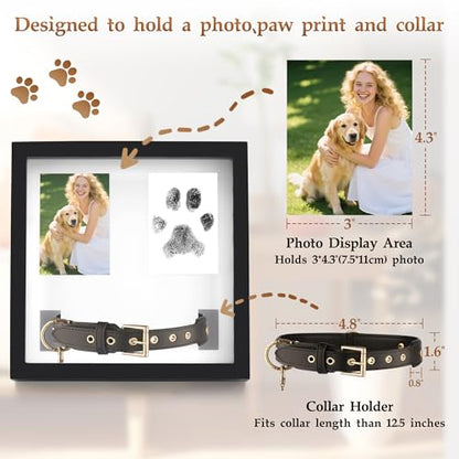 Dog Collar Memorial Frame, Paw Print Kit for Dogs, Memorial Gifts for Loss of Dog with Collar Holder, Pet Sympathy Remembrance Gift - size: Paw Print