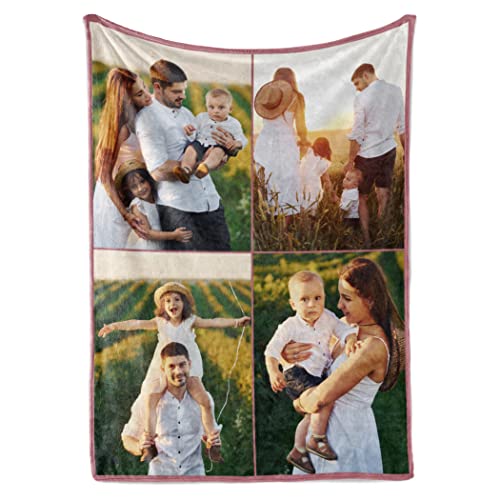 Ships Next Day, Custom Picture Blanket, USA Made (50x60 Sherpa) - color: 4pictures, size: 50"x60" Sherpa