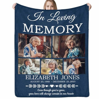 Custom Memorial Blanket with Picture Personalized Sympathy Remembrance Condolences Bereavement Gifts Sympathy Gifts for Loss of Loved One Mother Dad Grandma Grandpa Sister Daughter Friend - color: Design19