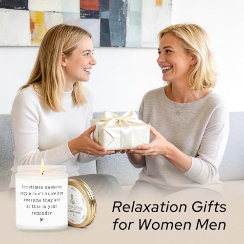 Gifts for Women Men, Inspirational Thank You Gifts Candle 7Oz | Friendship, Thank You Gift, Birthday Gift for Woman Man Friend Teacher Mom Girlfriend Sister, You Are Awesome Candle Lavender - color: Awesome Reminder Candle