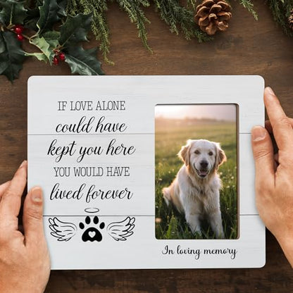 Dog Remembrance Picture Frame Gifts, In Loving Memory of Loss of Dogs, Dog Memorial Gift, If Love Alone Could Have Kept You Here Frames Fits 4x6 Photo - color: Maroon