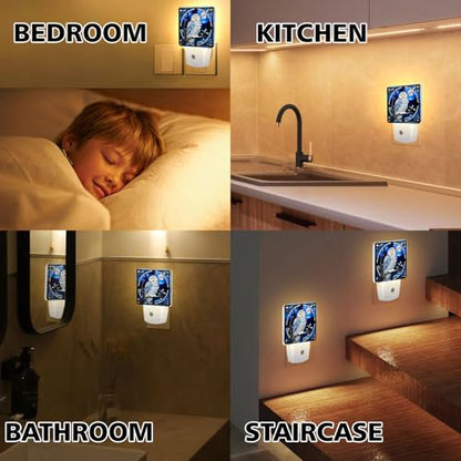 Owl Stained Glass Night Lights Plug into Wall for Room, Owl Night Light LED for Bedroom - color: Owl