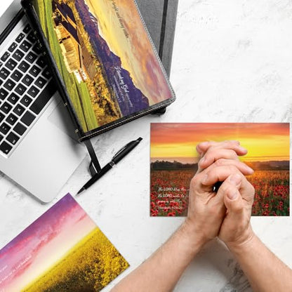 Dunzoom 100 Pack Religious Thinking of You Cards Bulk Set with Envelopes Stickers 10 Floral Landscape Designs Assort Christian Thinking of You with Greeting Card Scripture Inspirational Blessing 4 x 6 - style: Thinking of You