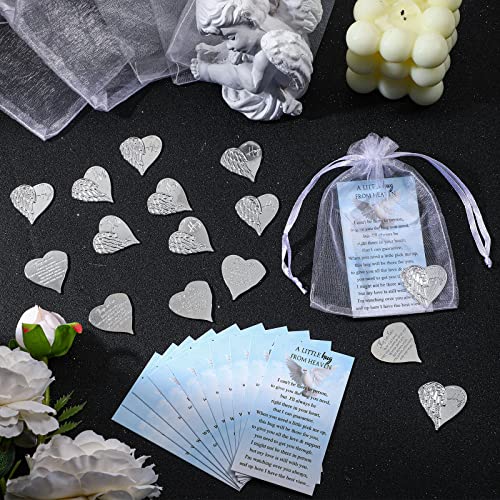 Fumete 20 Sets Funeral Favors for Guests Celebration of Life Decorations Heart Pocket Hug Token Angel Coins and Memorial Prayer Cards Funeral Decor Sympathy Gifts (English) - style: English