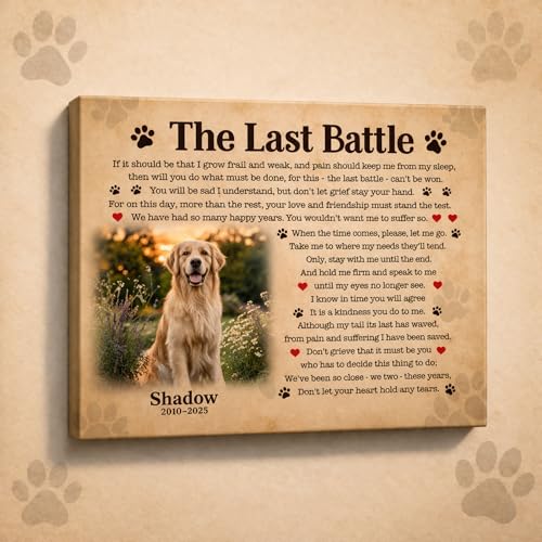 LOPHAW SHIPS NEXT DAY Personalized Dog Memorial Canvas Prints with Photo Name Date - Custom Pet Memorial Gifts for Dogs & Cats, Bereavement Remembrance Gifts, In Memory of Beloved Dog, Printed in USA