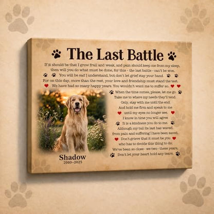 LOPHAW SHIPS NEXT DAY Personalized Dog Memorial Canvas Prints with Photo Name Date - Custom Pet Memorial Gifts for Dogs & Cats, Bereavement Remembrance Gifts, In Memory of Beloved Dog, Printed in USA