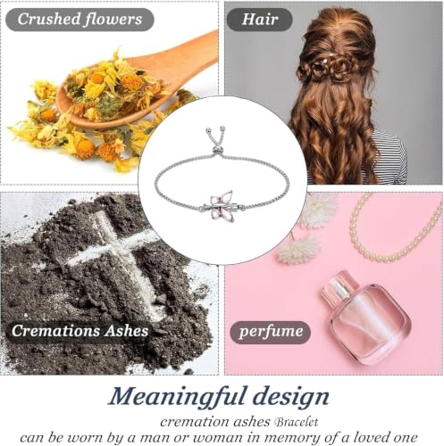 zeqingjw Cremation Jewelry Butterfly Urn Bracelet for Ashes for Women Stainless Steel Adjustable Urn Bangle Memorial Keepsake Ash Holder Bracelet - color: Pink