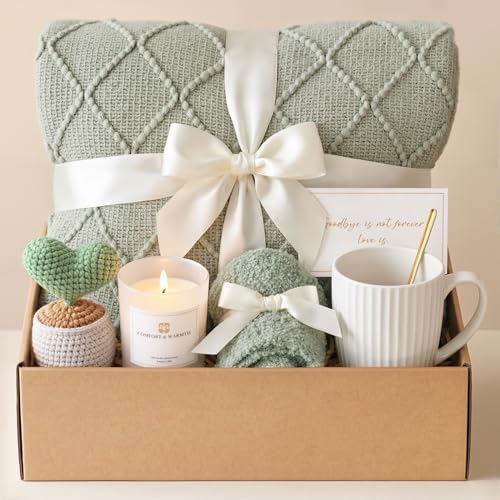Sympathy Gift Baskets for Loss of Loved One Grief Care Package for Women | Condolences Bereavement Gifts for Loss of Mother Father Husband, Hug in a Box Miscarriage Comfort Gifts Sorry for Your Loss - color: M-green