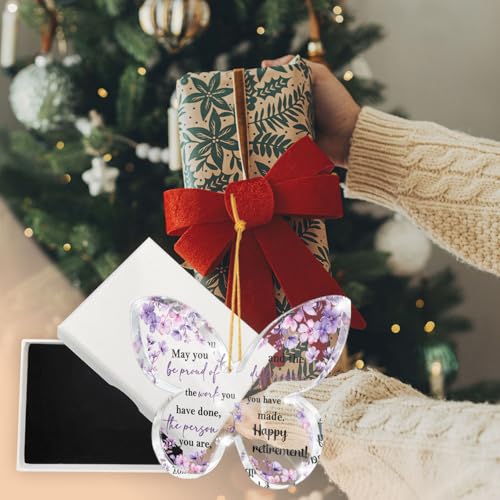 Retirement Gifts for Women, Purple Butterfly Acrylic Keepsake Be Proud of the Difference You've Made Wall Hanging with Gift Box, Inspirational Farewell Gift, Bestie Gifts for Your Loved Ones - color: Tui