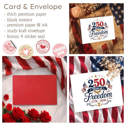 Fourth of July Invitation Greeting Card with Red Envelope, Patriotic Fireworks Community Celebration Card, USA Independence Day Party Invite Card for Family, Friends, Neighbors - color: ame10