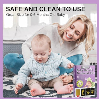 OPASYO 4 Pack Baby Footprint Kit & Dog Paw Print Kit,Inkless Hand and Footprint Kit for Newborns, Pets,Safe Non-Toxic Clean-Touch Ink Pad,12 Keepsake Cards, Washable & Mess-Free (Gold) - color: Gold