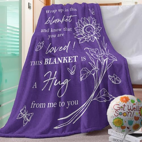 Get Well Gifts for Women Men Flannel Throw Blanket, Thinking of You - size: 50 X 60