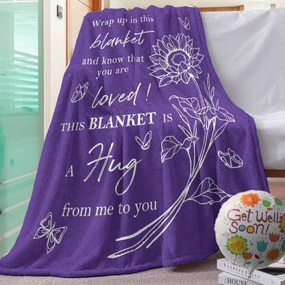Get Well Gifts for Women Men Flannel Throw Blanket, Thinking of You - size: 50 X 60