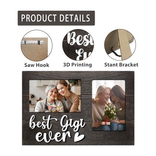 Gigi Gifts, Mothers Day Gigi Gift from Grandkids, 3D Photo Frame Hold 4x6 Inches Two Photos - Picture Frame Present for Grandparents Day - color: Gigi