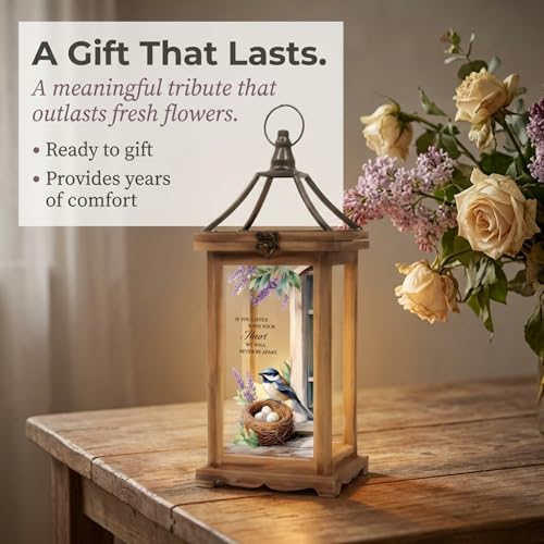 The Bridge Collection - Never Be Apart Flameless LED Candle Lantern with Timer - Commemorative Indoor Home Decor Accent - Sympathy Gift for Lost Loved One