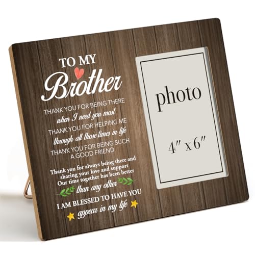 Dumyum Brother Gifts, Wooden 8 x 10 Photo Frame | Thank You Gift for Brothers, 4 x 6 Inches Photo - color: ['wood']