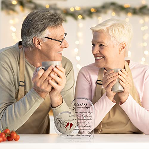 Qunclay 50th Years of Marriage Gift Wedding Anniversary Souvenir | Heart Marriage Keepsake Decoration, 50th Present for Couple Parent Women Mom Husband Wife He She Friend Grandparents - style: 50th