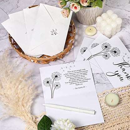 Fumete 50 Set Funeral Thank You Cards, Dandelion - style: Dandelion