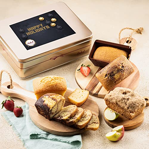 Dulcet Gift Baskets Tea Loaf Assortment with Fresh Baked Marble, Apple cinnamon & Pumpkin Cake Delightful Flavors for Holidays, Birthday, Sympathy, Get Well, & Family or Office Gatherings for Men & Women (Holiday) - color: Holiday