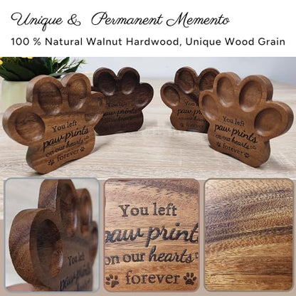 Pet Memorial Paw Print Shape Ornament & Bracelet to Remember Dogs or Cats | Walunt Hardwood,Rainbow Bridge Dog Memorial Gifts,Sympathy Gifts for Women Men Who Lost Pets