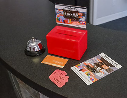 SourceOne Acrylic Donation Box Oblong With Lock Keys Sign Holder and Business Card Holder, 5 Inch Wide (1 Pack,) - color: Red