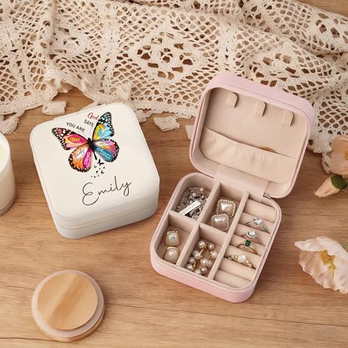 Ajiangwu Back To School Gifts,Personalized Travel Jewelry Case for Women Kids,Custom Small Jewelry Box Mini Teen Girl Gifts Trendy Stuff Jewelry Organizer for Rings, Necklaces, Bracelets - color: Design 5