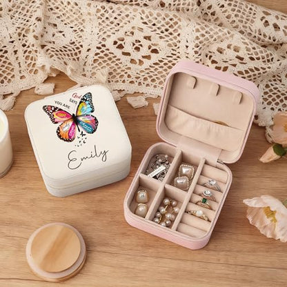 Ajiangwu Back To School Gifts,Personalized Travel Jewelry Case for Women Kids,Custom Small Jewelry Box Mini Teen Girl Gifts Trendy Stuff Jewelry Organizer for Rings, Necklaces, Bracelets - color: Design 5