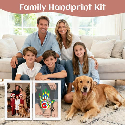 Family Handprint Kit, DIY Baby Hand and Footprint Handmade Keepsake Wooden Frame, Family Gifts with 6 Non-Toxic Baby-Safe Paint, Ideas Gift for New Parents, Grandparents, Father's Day, Mother's Day - color: White, size: 5 Pages Acrylic Boards