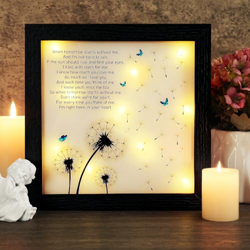 Memorial Gifts LED Shadow Box Sympathy Condolences Grief Dandelion 8x8 - size: Dandelion Compact Version