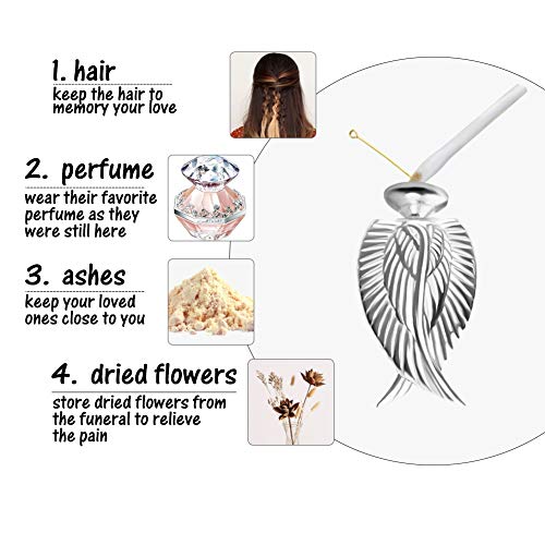 Angel Wing Cremation Necklace for Ashes Stainless Steel Urn Pendant Ashes Holder Memorial Jewelry-I’m Here WATCHING Over You - color: Silver