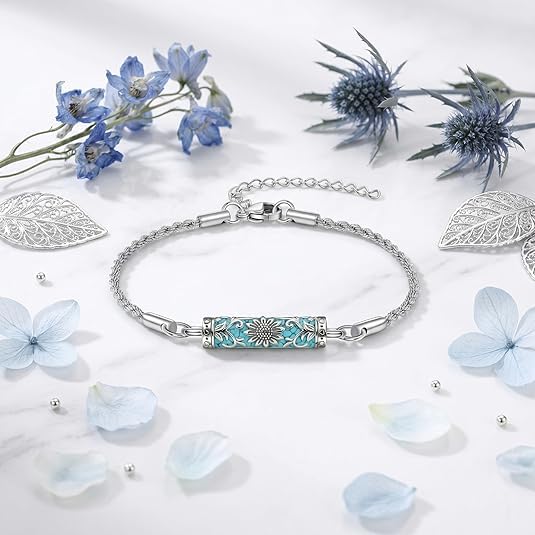 Urn Bracelet for Ashes Tree of Life/Turquoise/Sunflower Cremation Bracelet for Women