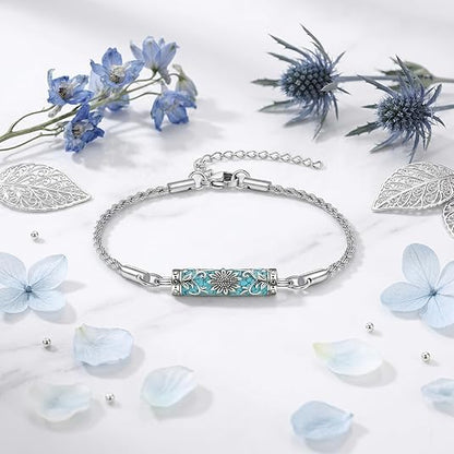 Urn Bracelet for Ashes Tree of Life/Turquoise/Sunflower Cremation Bracelet for Women